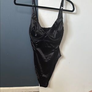 Black Satin Bodysuit